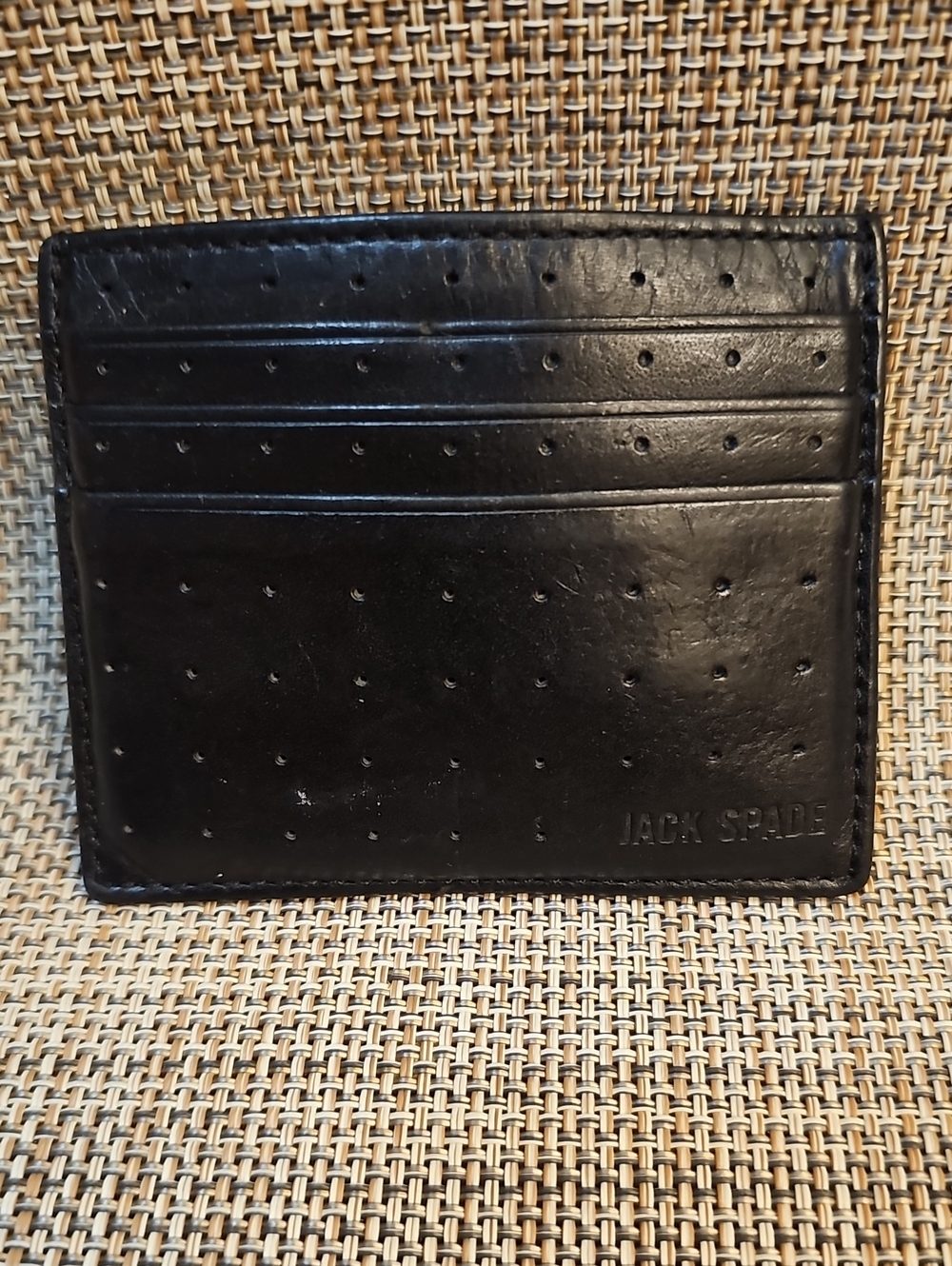 Jack Spade Black 100% Leather Perforated Card Holder